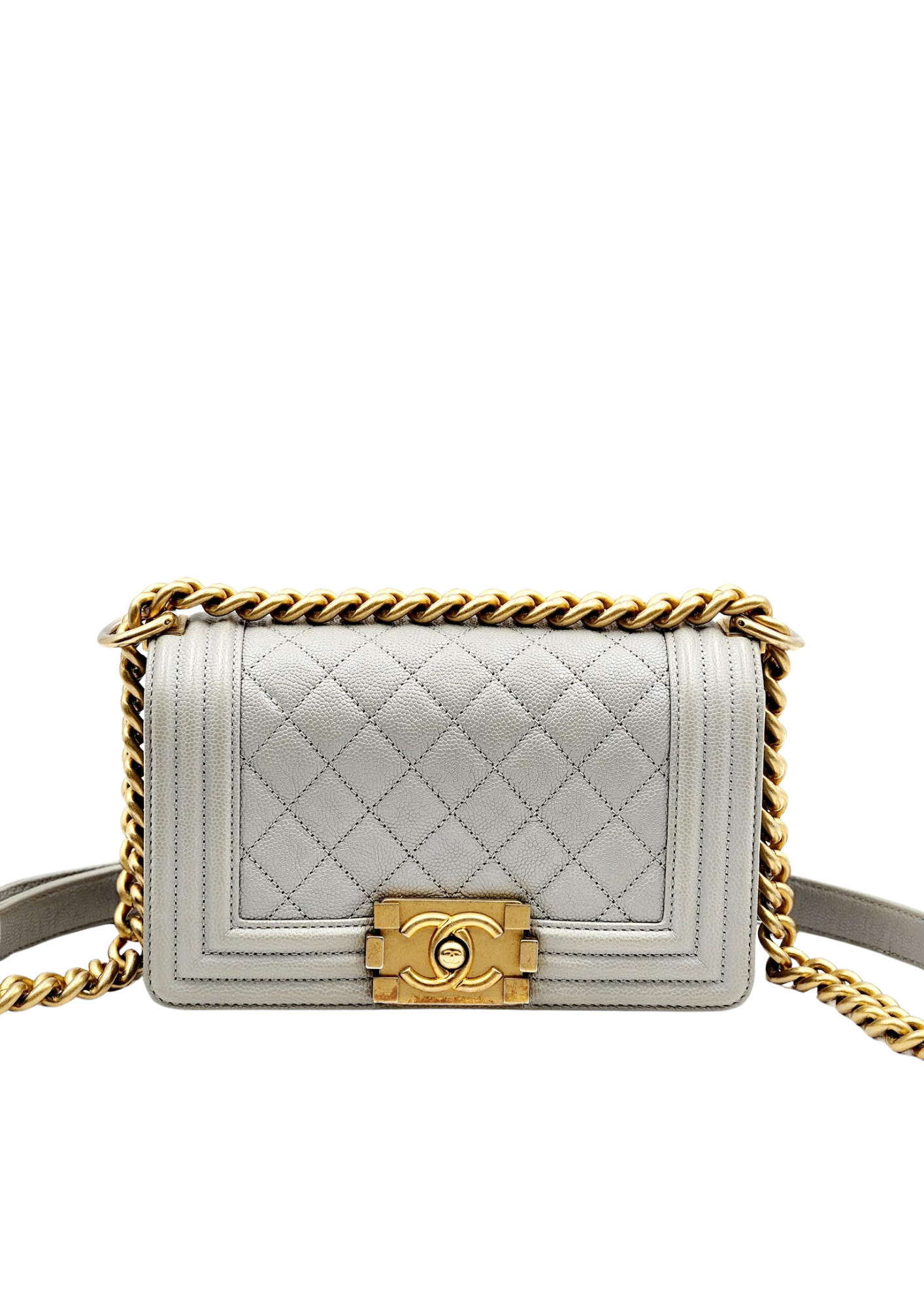 CHANEL Quilted Caviar Leather Small Boy Flap Bag