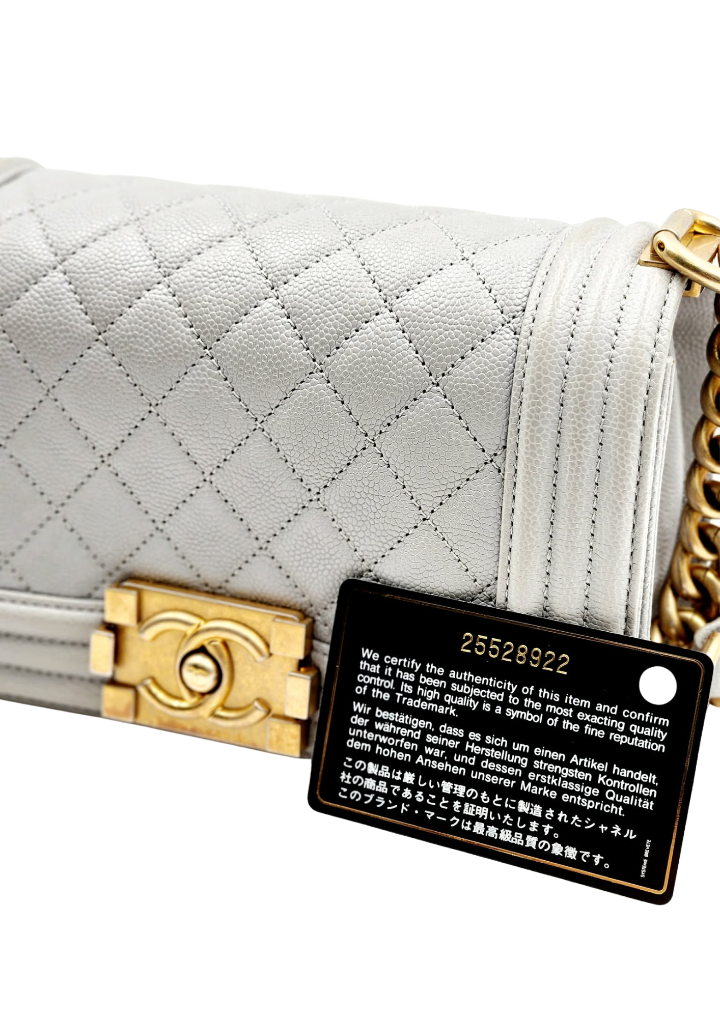 CHANEL Quilted Caviar Leather Small Boy Flap Bag