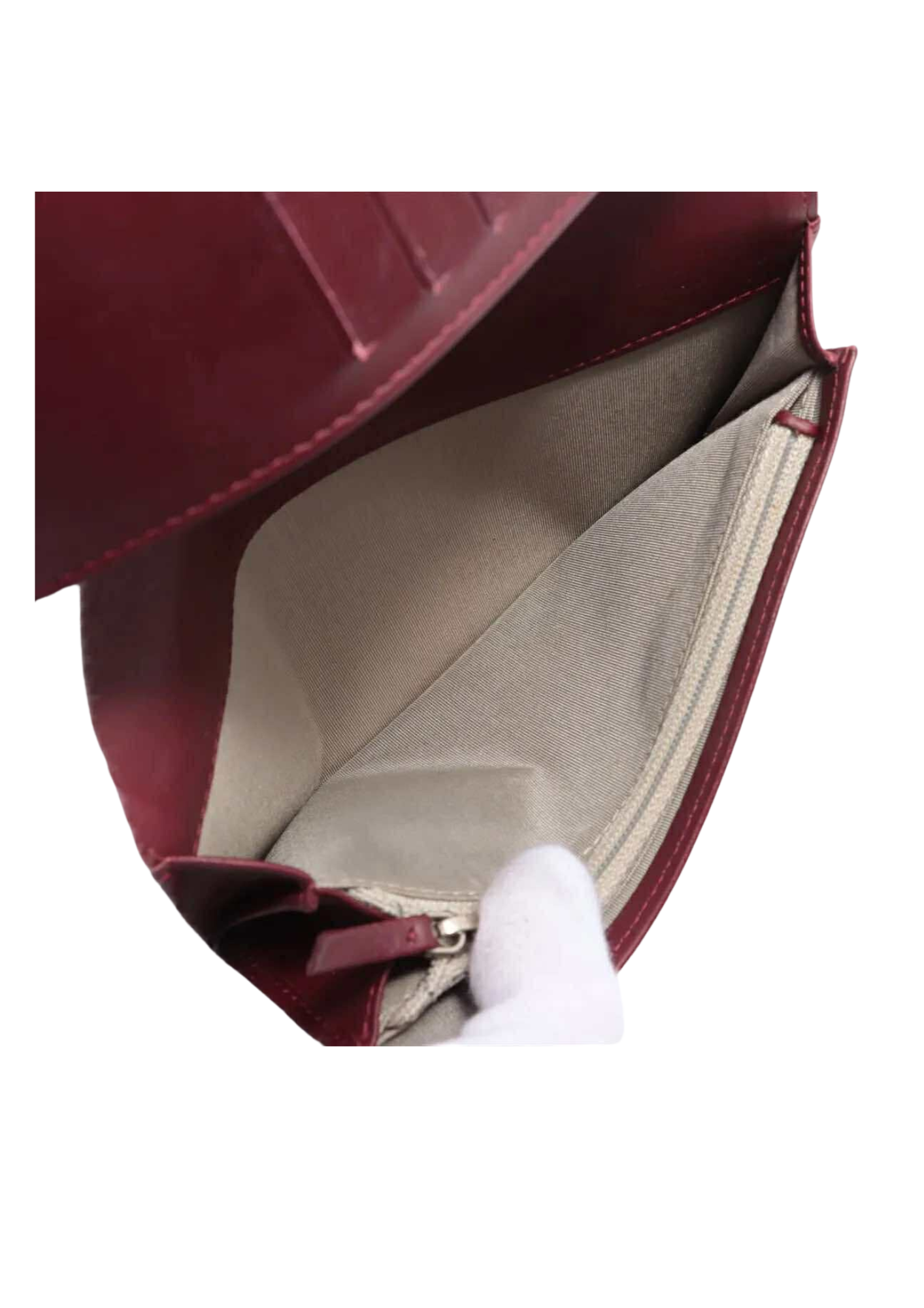 CHANEL Coco Mark Patent Leather Wallet Bordeaux Silver