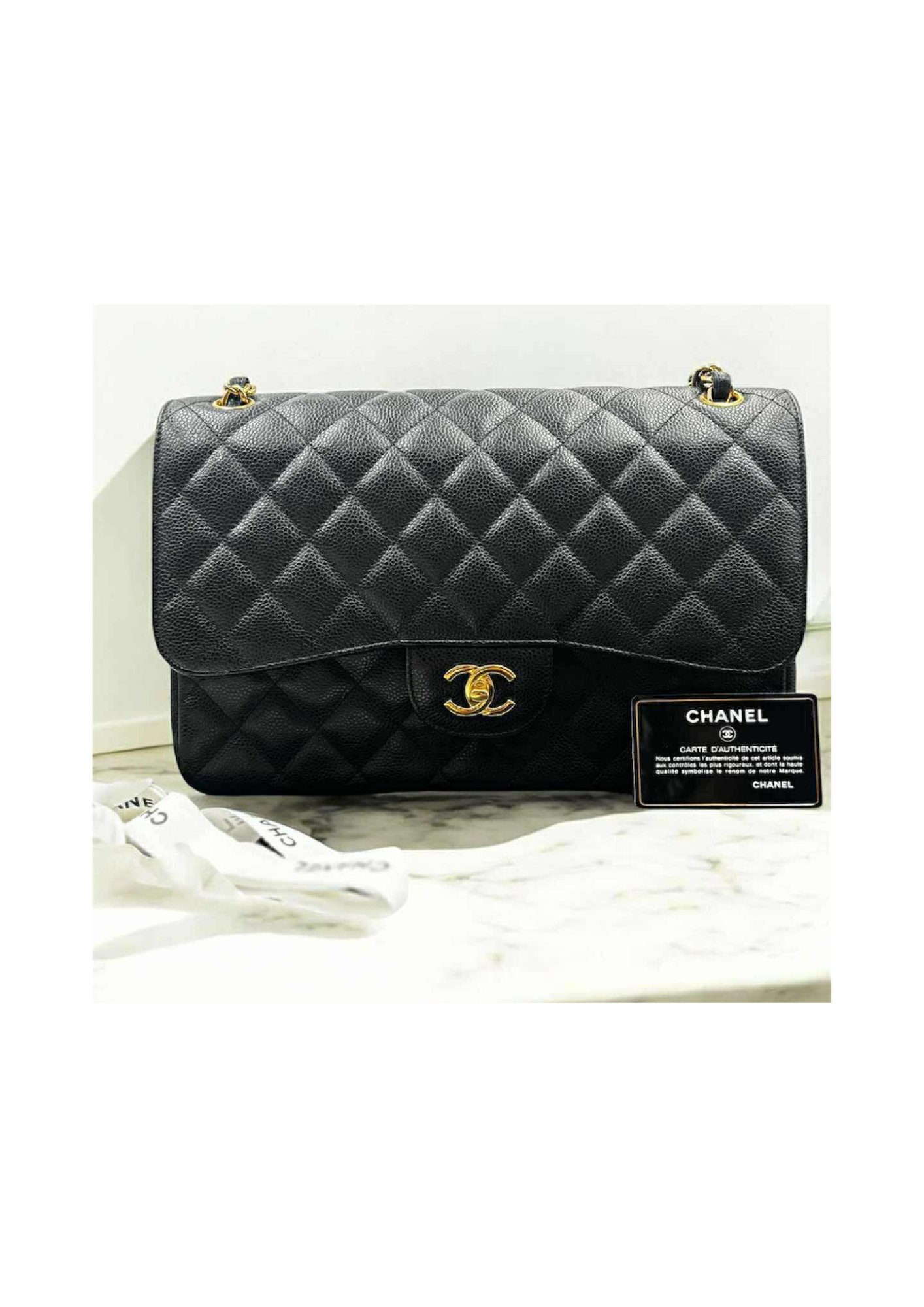 CHANEL Double Flap Caviar Quilted Jumbo