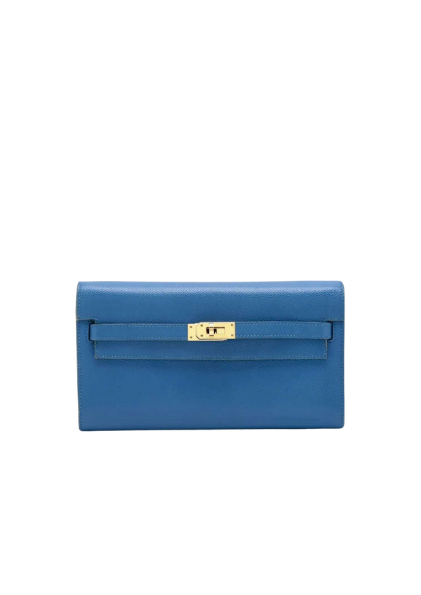 HERMÈS Kelly Wallet Togo Veau Epsom Mykonos