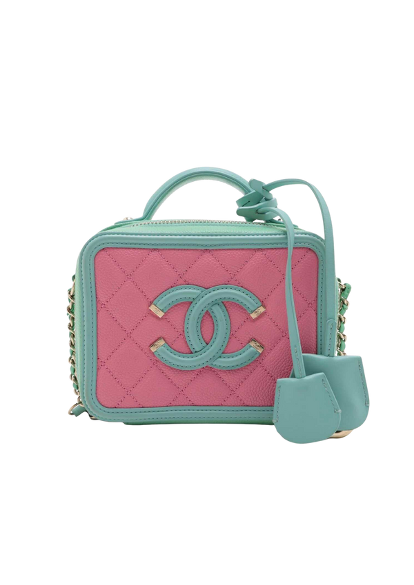 CHANEL Quilted Caviar Filigree Vanity Case Bag
