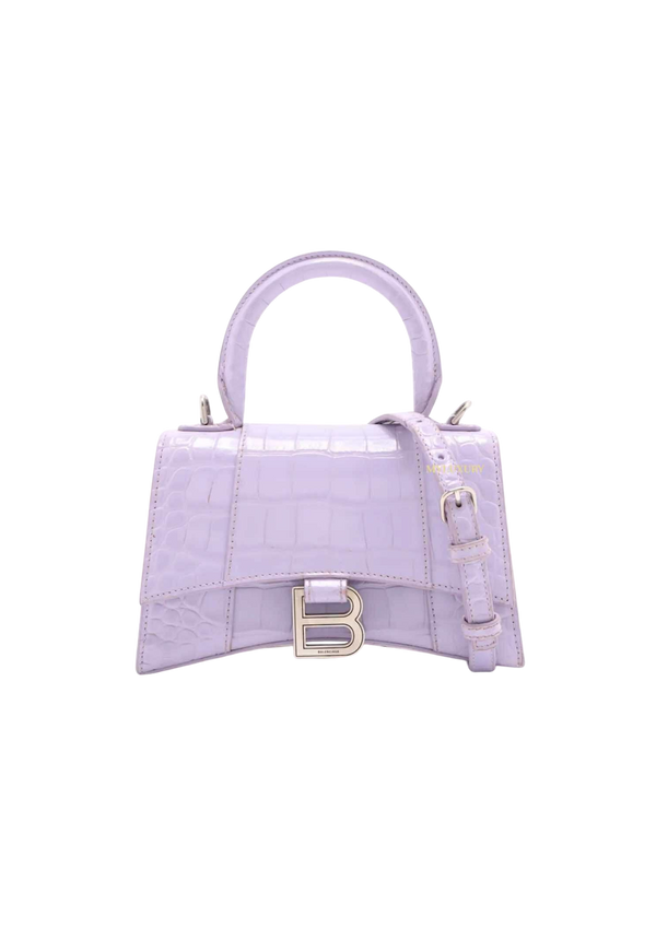 BALENCIAGA Hourglass Mock Croc 2Way XS Handbag