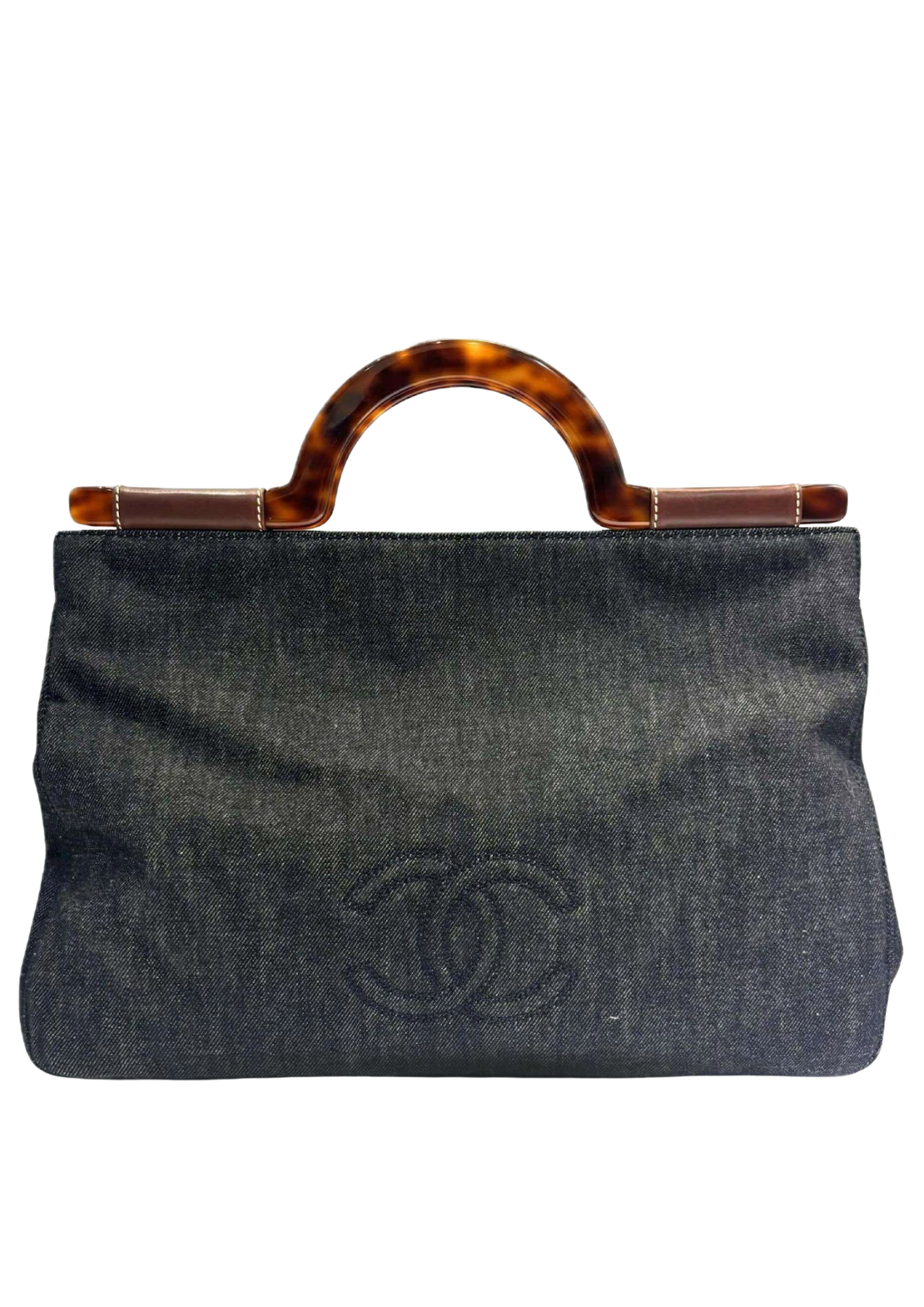 CHANEL Coco Mark Denim Tortoise Handbag