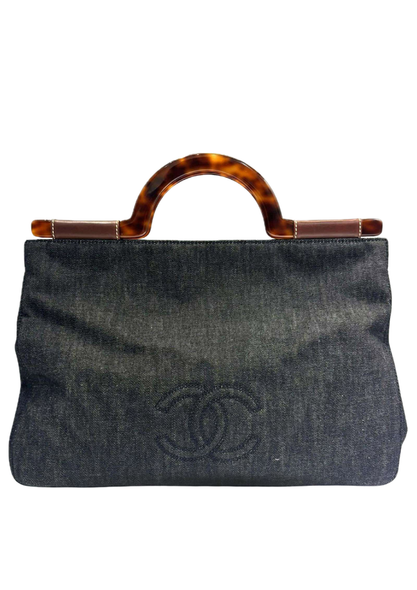 CHANEL Coco Mark Denim Tortoise Handbag