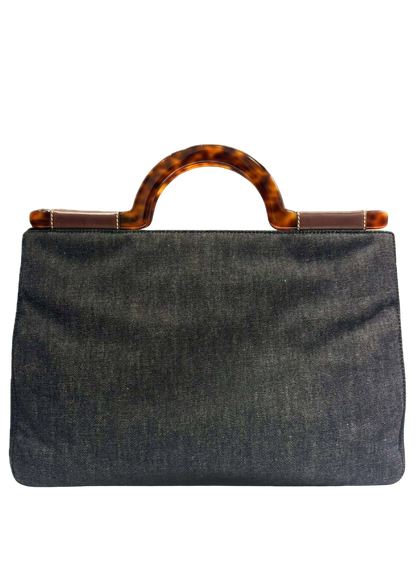 CHANEL Coco Mark Denim Tortoise Handbag
