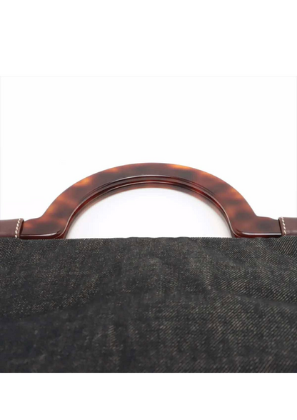 CHANEL Coco Mark Denim Tortoise Handbag