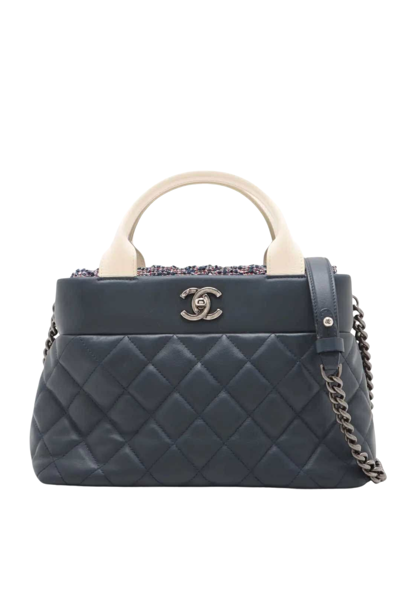 CHANEL Matelassé Lambskin and Tweed 2Way Handbag