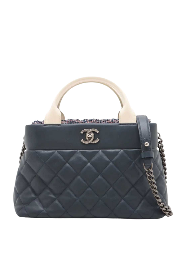 CHANEL Matelassé Lambskin and Tweed 2Way Handbag
