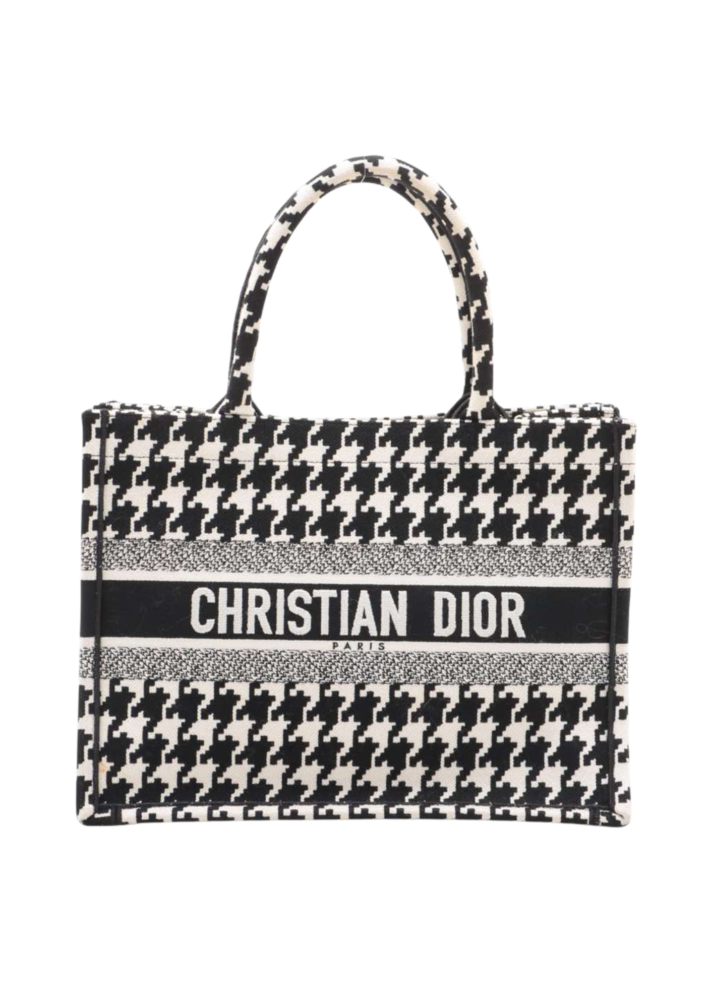 CHRISTIAN DIOR Marco Houndstooth Canvas Book Tote