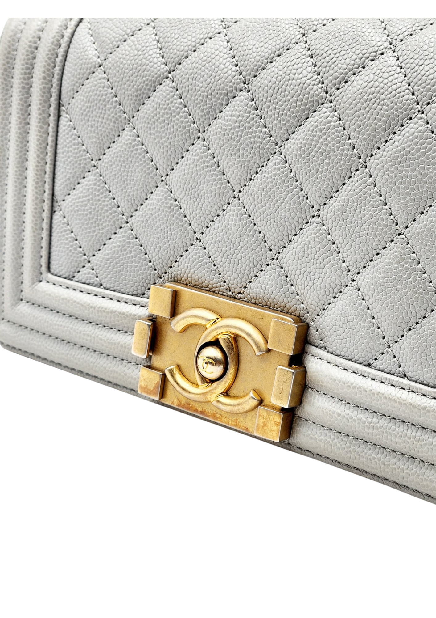 CHANEL Quilted Caviar Leather Small Boy Flap Bag
