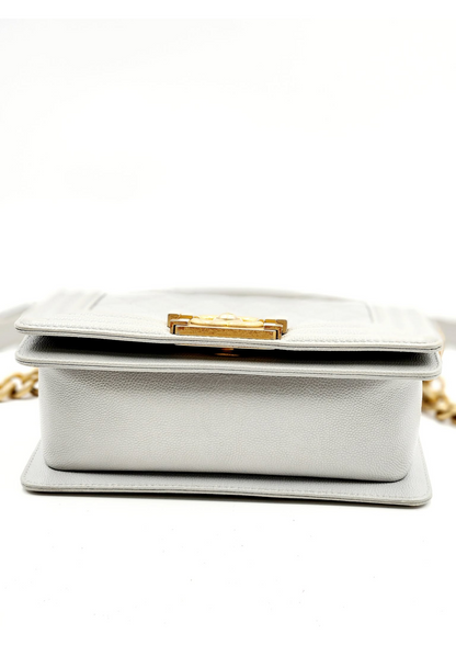 CHANEL Quilted Caviar Leather Small Boy Flap Bag