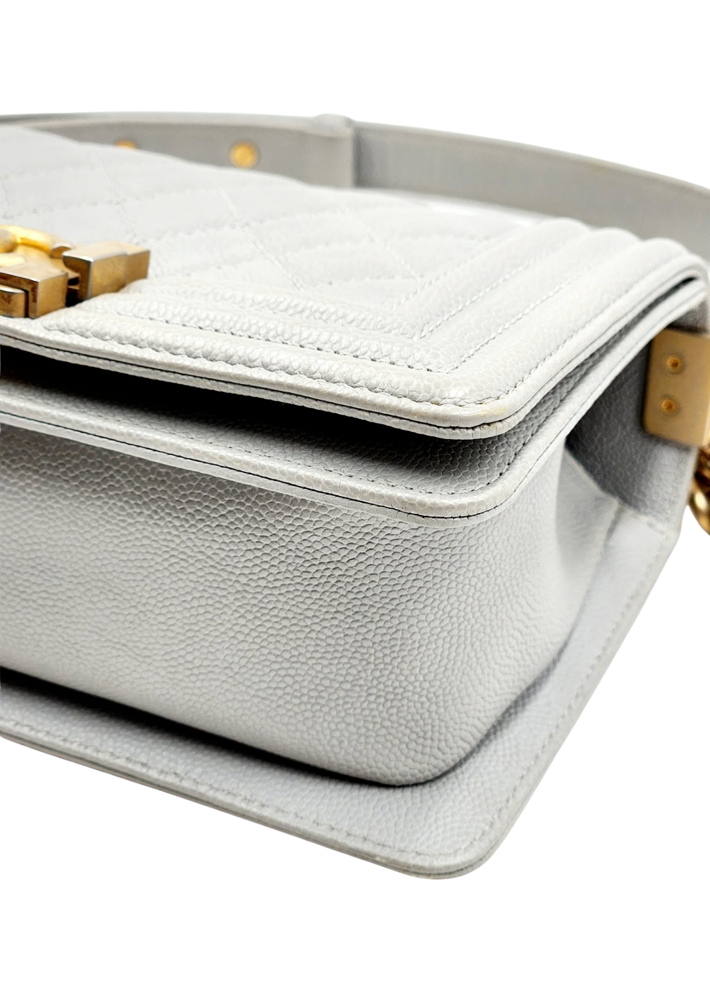 CHANEL Quilted Caviar Leather Small Boy Flap Bag