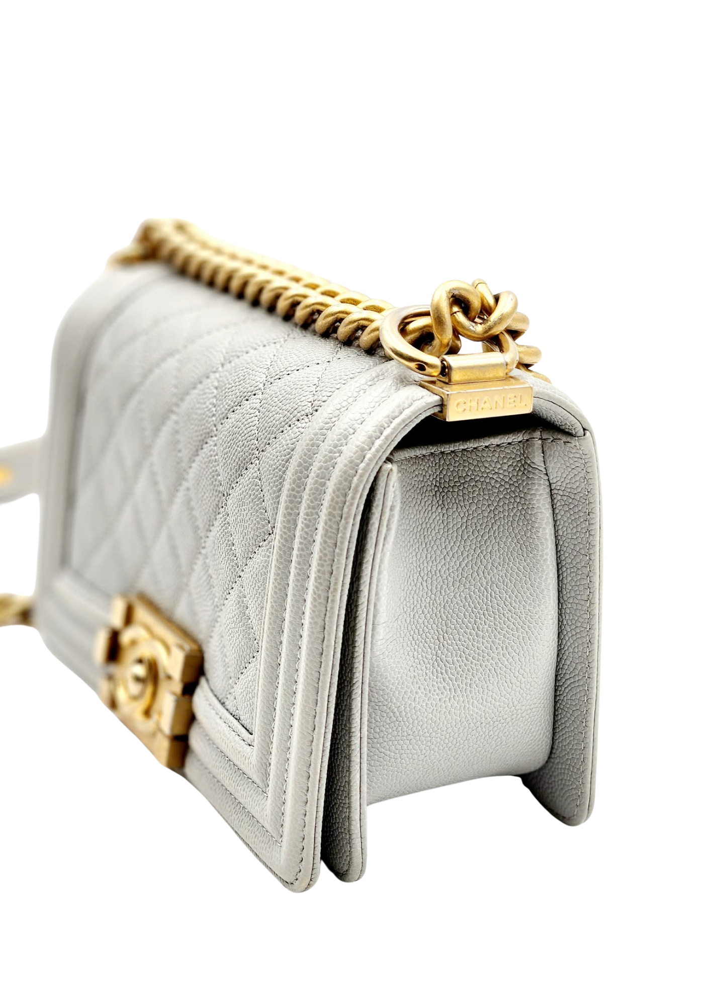CHANEL Quilted Caviar Leather Small Boy Flap Bag