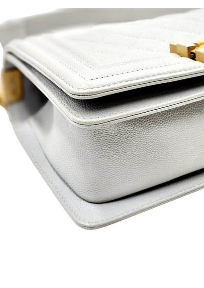 CHANEL Quilted Caviar Leather Small Boy Flap Bag