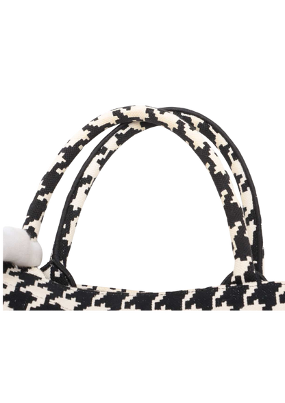 CHRISTIAN DIOR Marco Houndstooth Canvas Book Tote