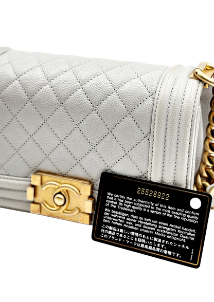 CHANEL Quilted Caviar Leather Small Boy Flap Bag