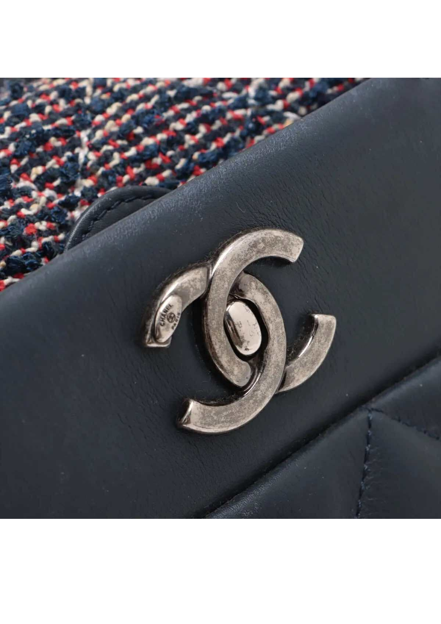 CHANEL Matelassé Lambskin and Tweed 2Way Handbag