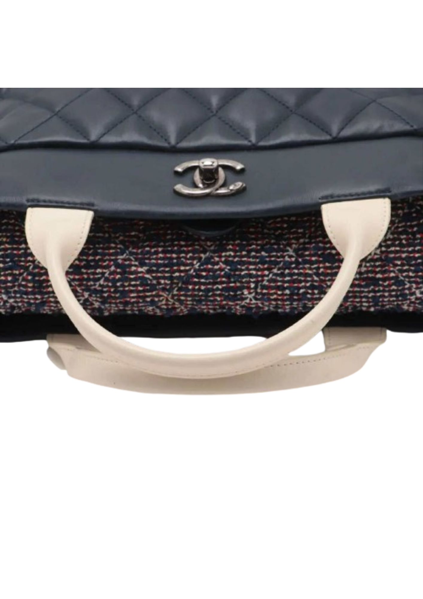 CHANEL Matelassé Lambskin and Tweed 2Way Handbag