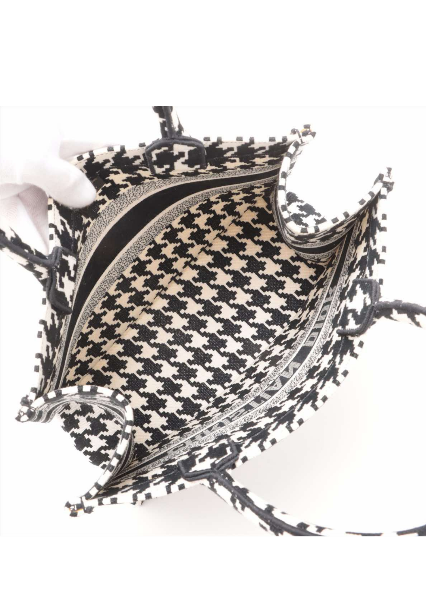 CHRISTIAN DIOR Marco Houndstooth Canvas Book Tote