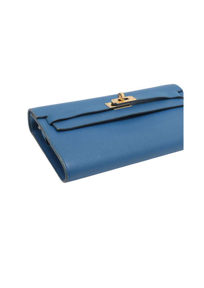 HERMÈS Kelly Wallet Togo Veau Epsom Mykonos