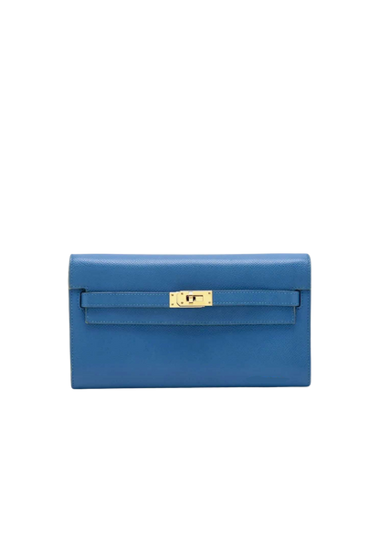 HERMÈS Kelly Wallet Togo Veau Epsom Mykonos