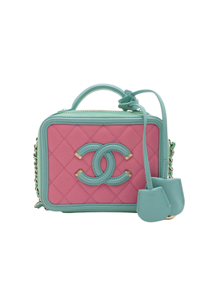 CHANEL Quilted Caviar Filigree Vanity Case Bag
