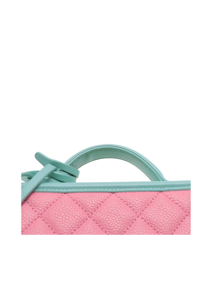 CHANEL Quilted Caviar Filigree Vanity Case Bag
