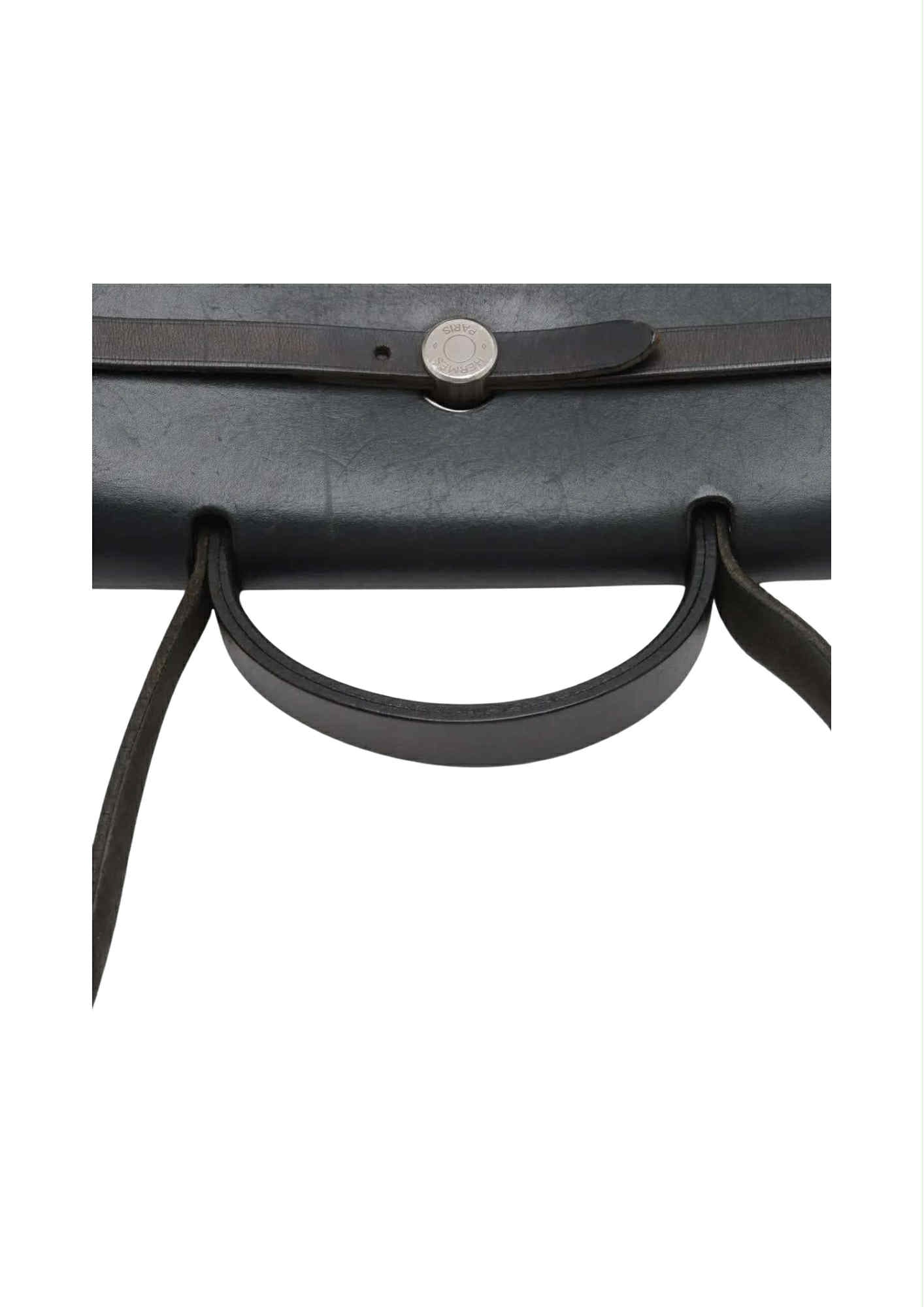 HERMÈS Herbag MM Toile Officier x Calfskin