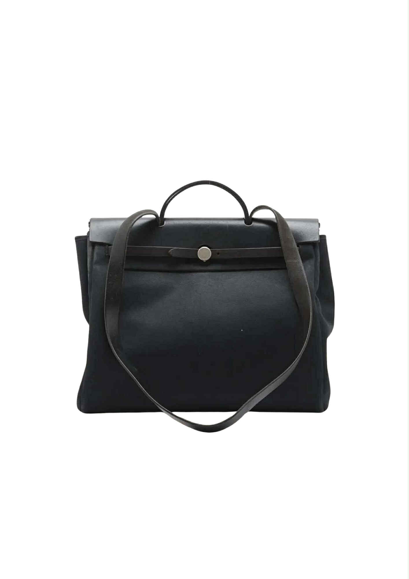 HERMÈS Herbag MM Toile Officier x Calfskin